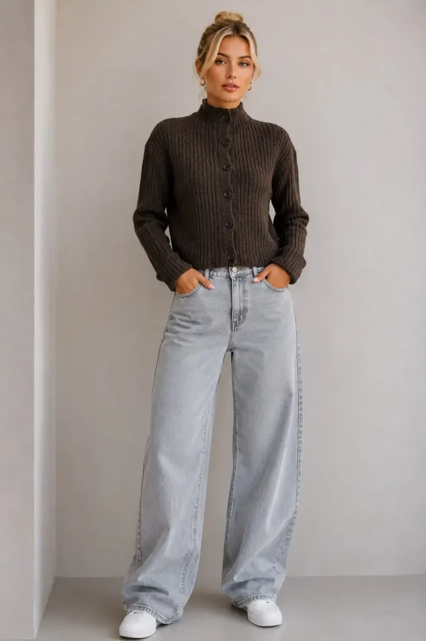 Basic Crop Yumuşak Dokulu Dik Yaka Triko Hırka AW25HI0004