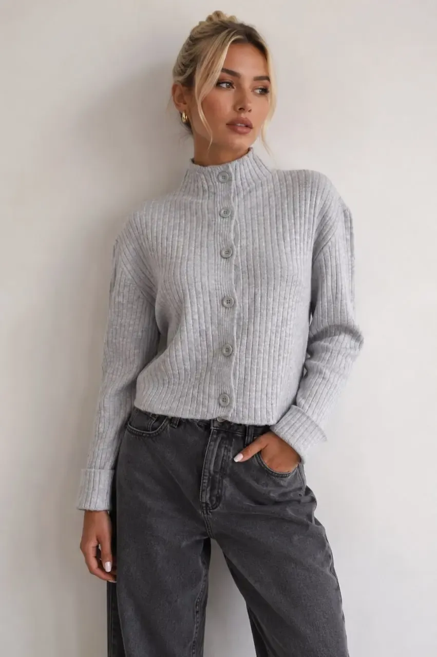 Basic Crop Yumuşak Dokulu Dik Yaka Triko Hırka AW25HI0004