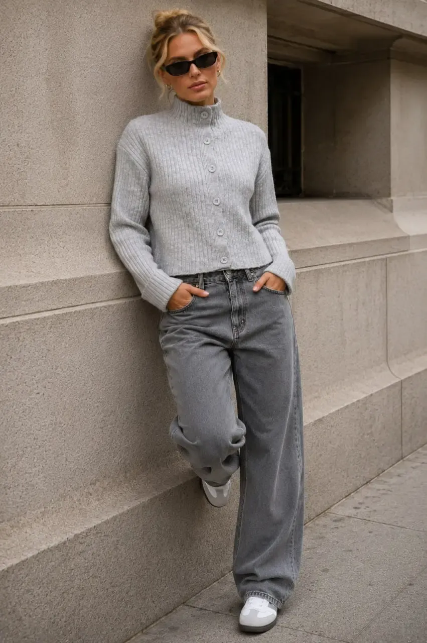 Basic Crop Yumuşak Dokulu Dik Yaka Triko Hırka AW25HI0004