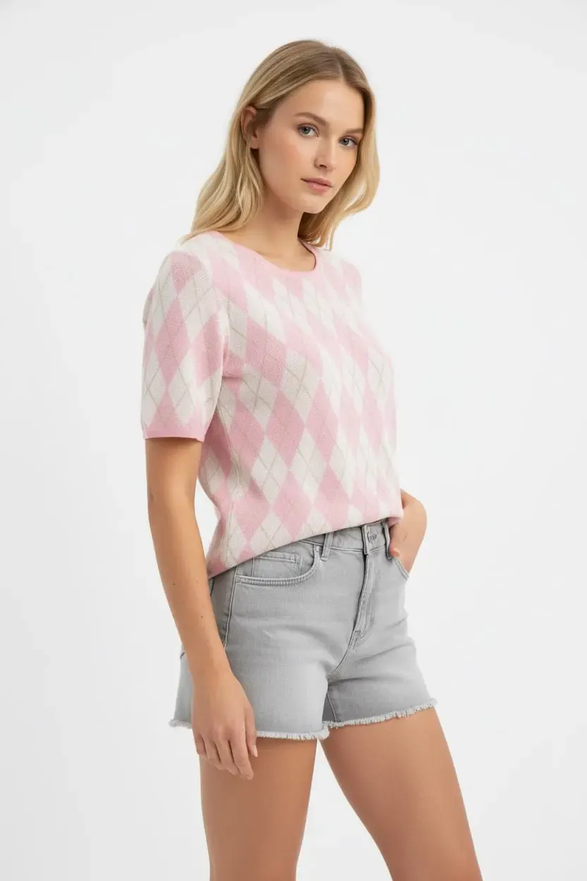 Kadın Bisiklet Yaka Baklava Desen Triko Kazak 12419.Vrt