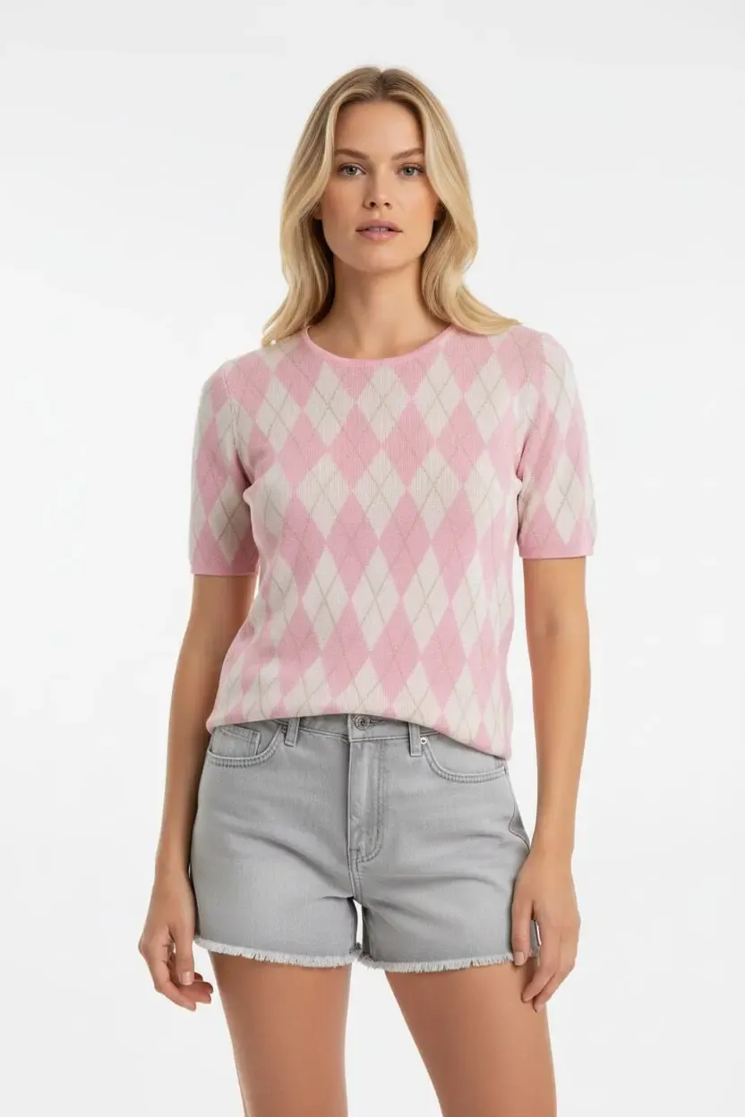 Kadın Bisiklet Yaka Baklava Desen Triko Kazak 12419.Vrt