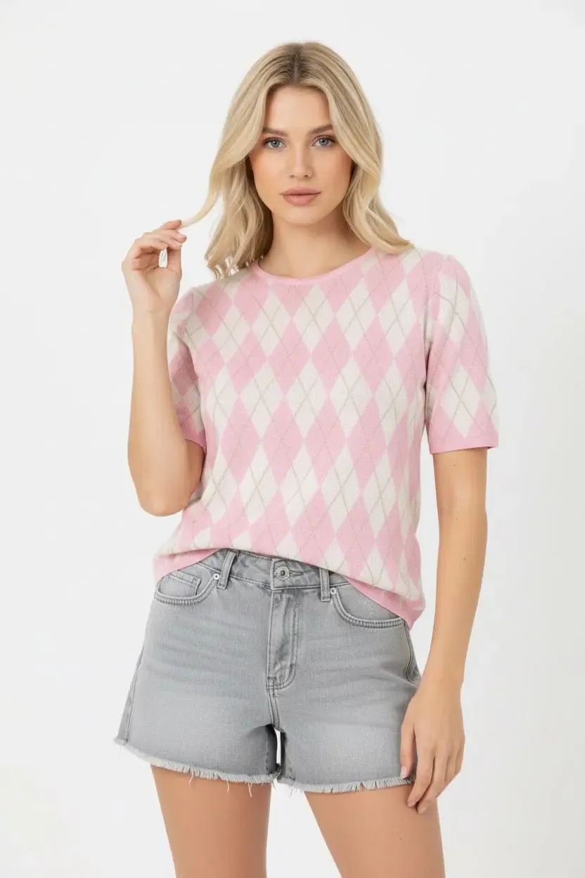 Kadın Bisiklet Yaka Baklava Desen Triko Kazak 12419.Vrt