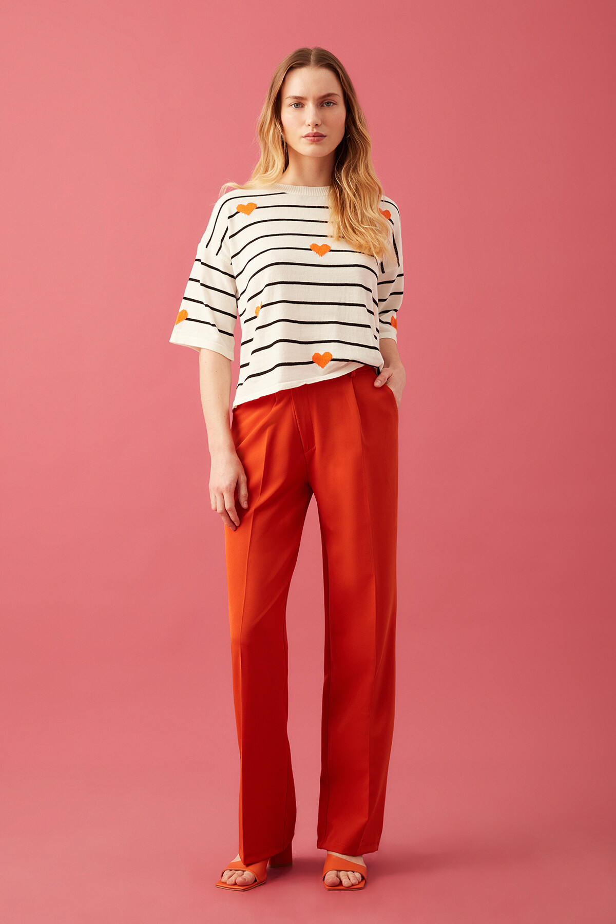 Kiremit Renkli Geniş Paça Pantolon