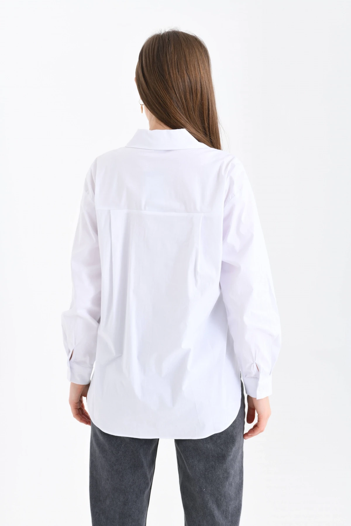 Kalp Detaylı Ekru Gömlek