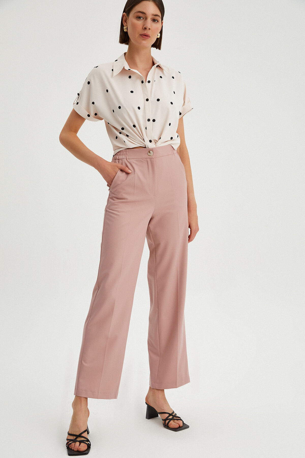 Kadın Bel Lastikli Palazzo  Pantolon