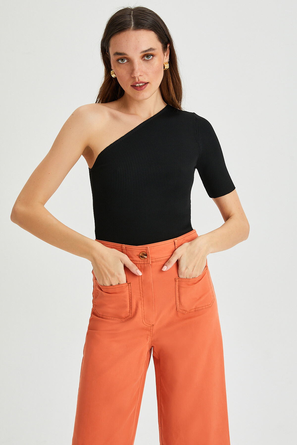 Kadın Garni Dikişli Cep Detay İspanyol Paça Gabardin Pantolon