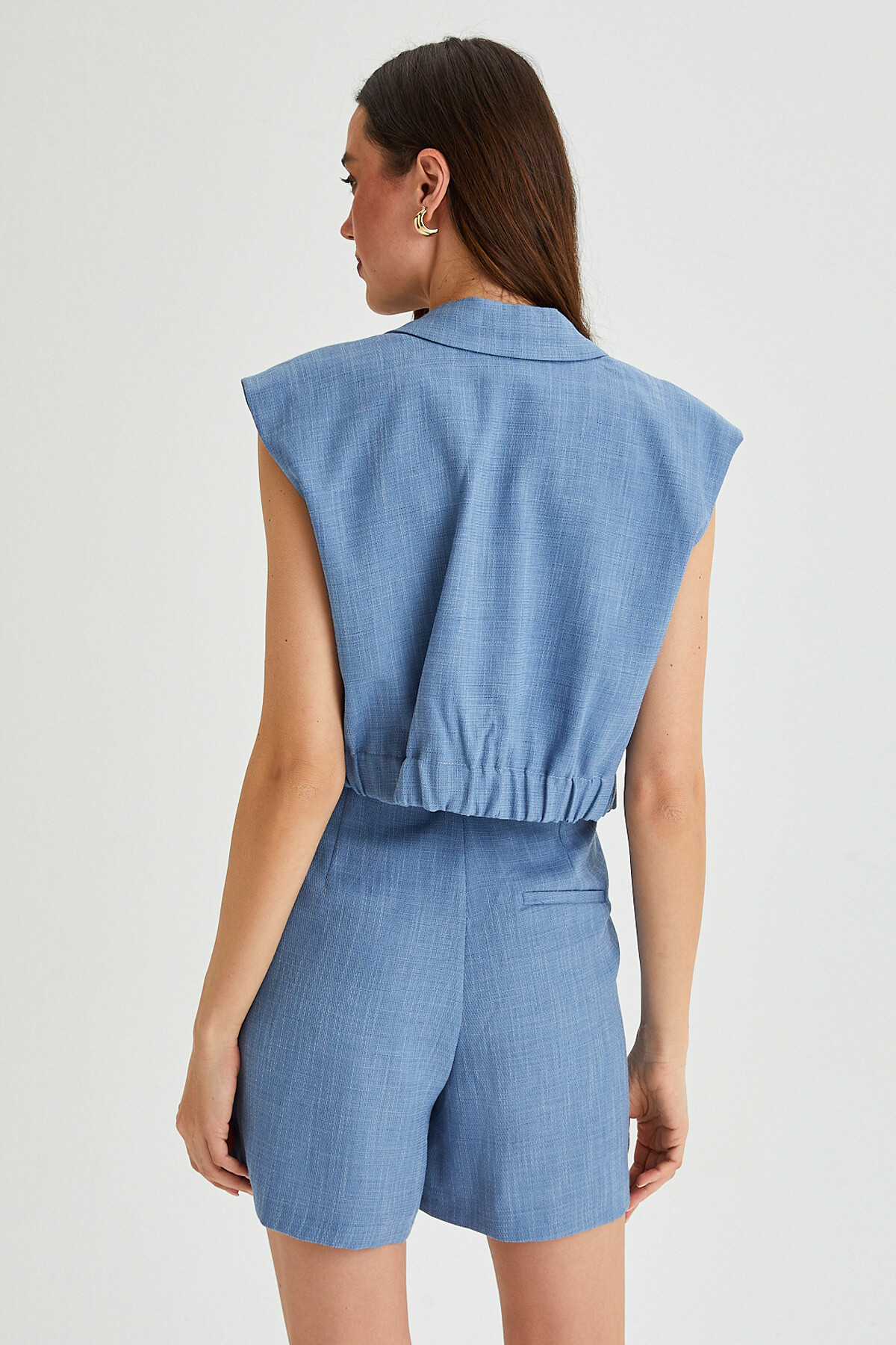 Kadın Kemerli Cep Detaylı Pileli Bermuda