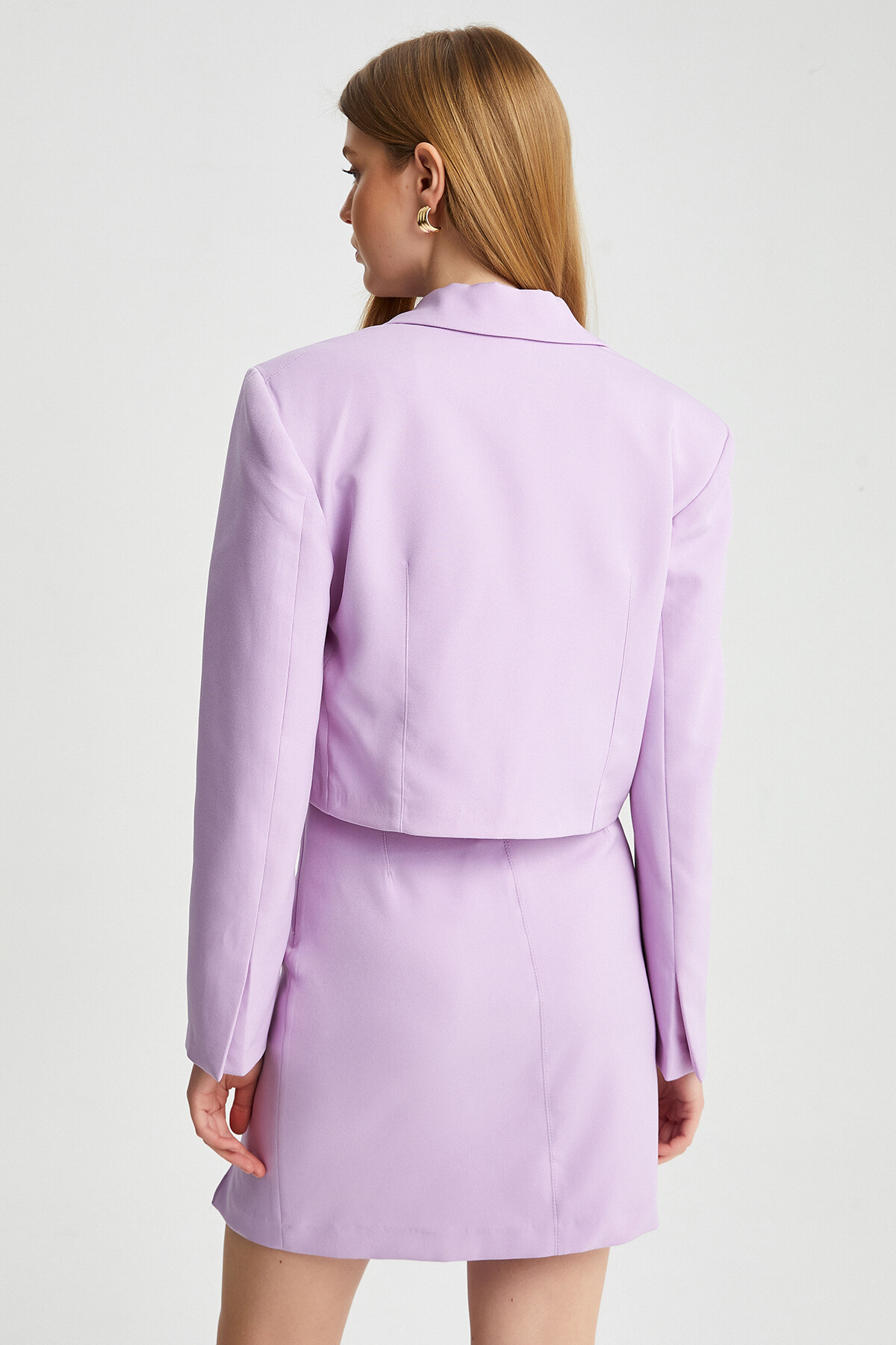 Kadın Kruvaze Crop Blazer Ceket