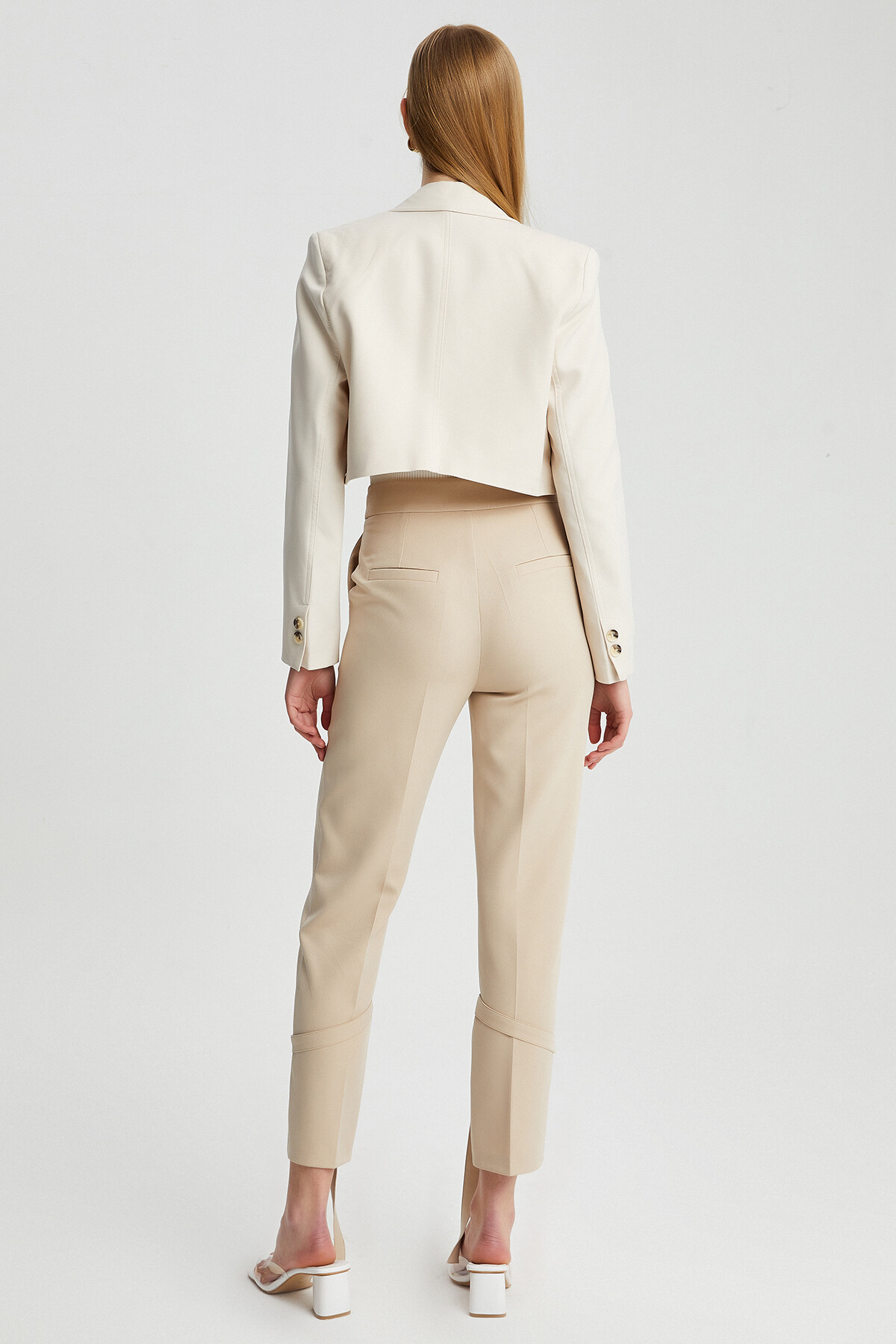 Kadın Paça Detayli Fleto cepli Kumaş Pantolon