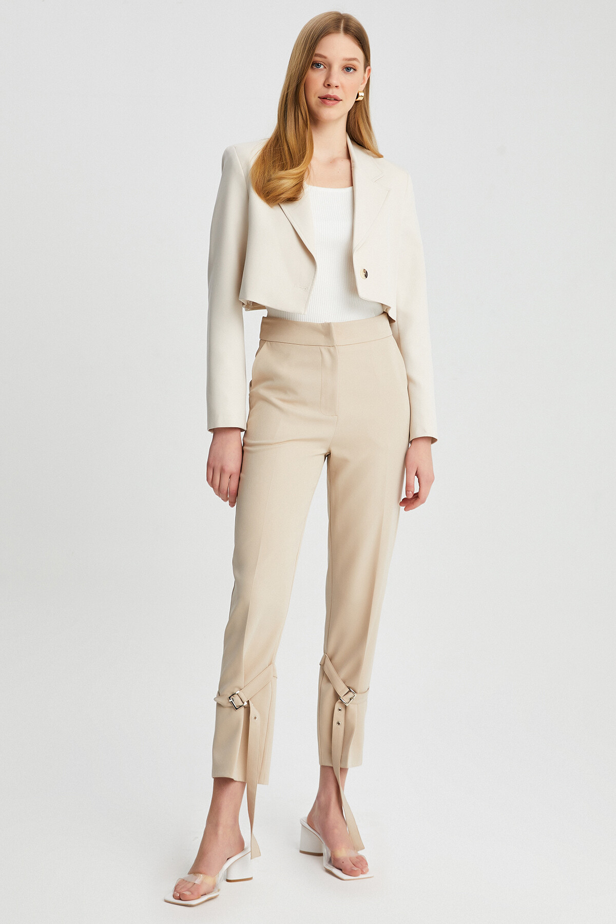 Kadın Paça Detayli Fleto cepli Kumaş Pantolon