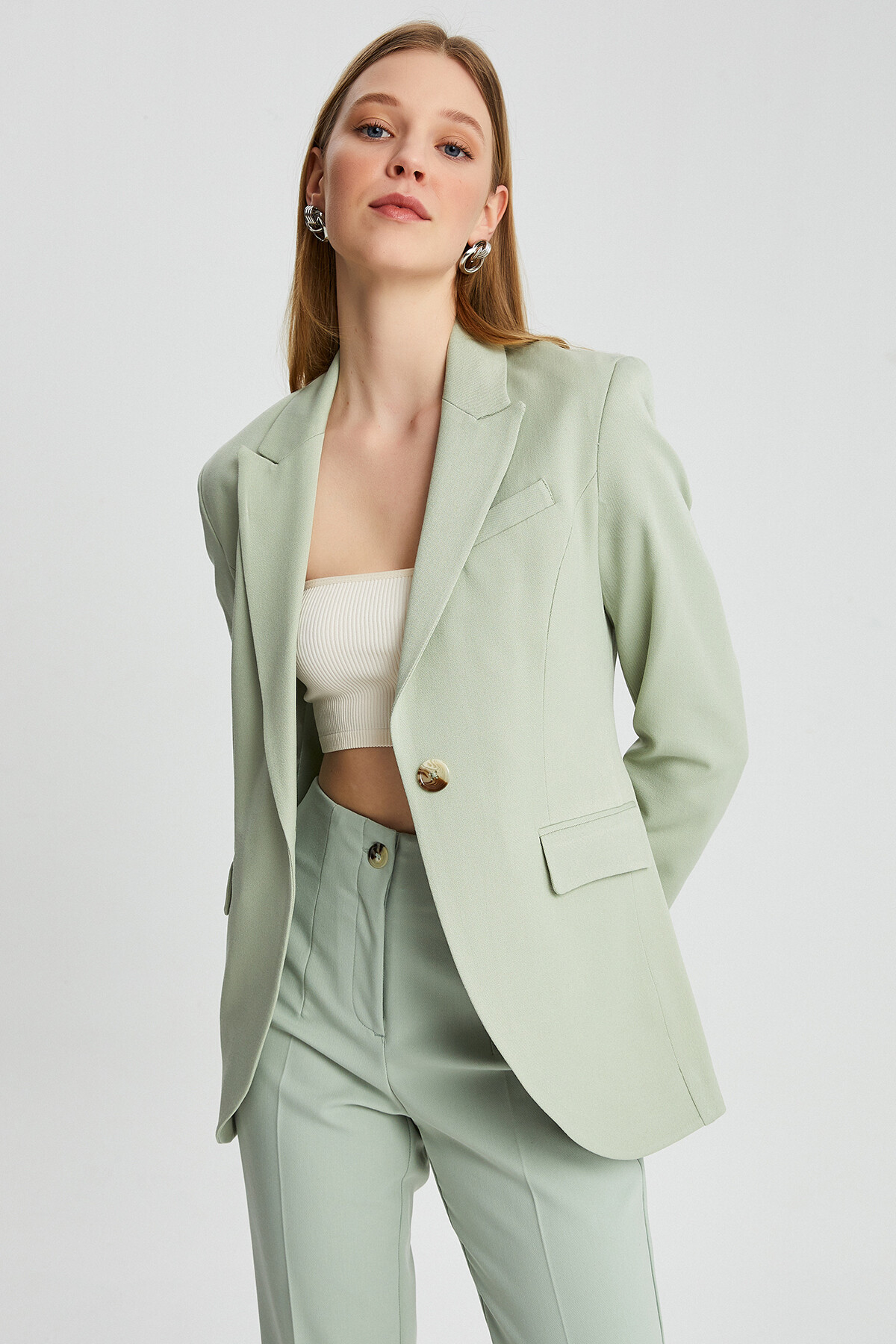 Kadın Pensli Paça Yırtmaçlı Pantolon