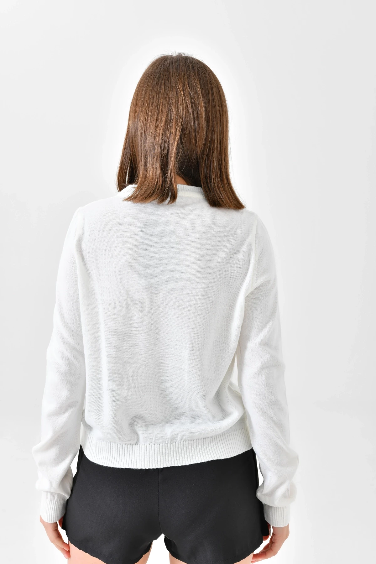 Bisiklet Yaka Kalp Desenli Triko Kazak