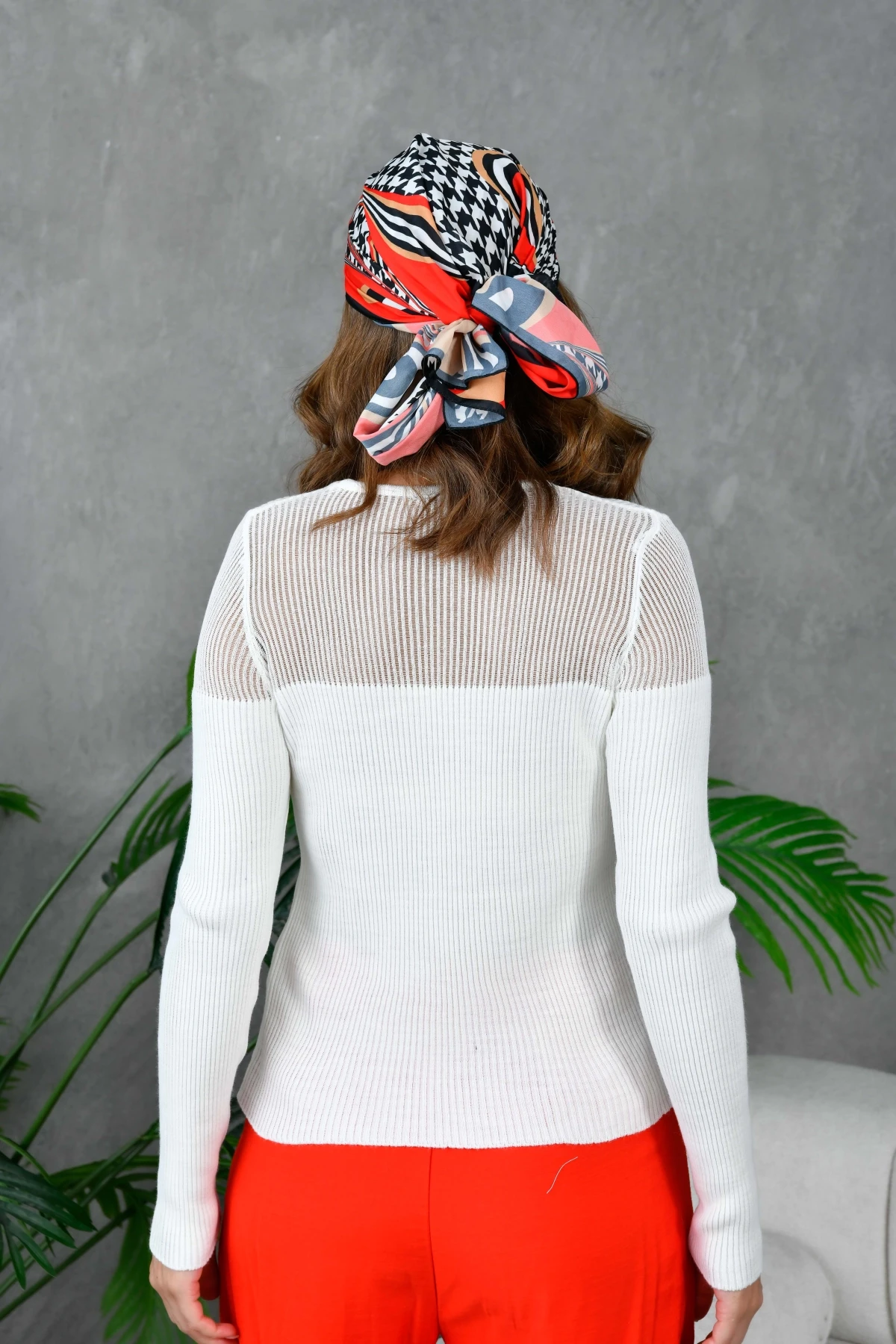 Kadın Bisiklet Yaka Transparan Detay Triko Kazak