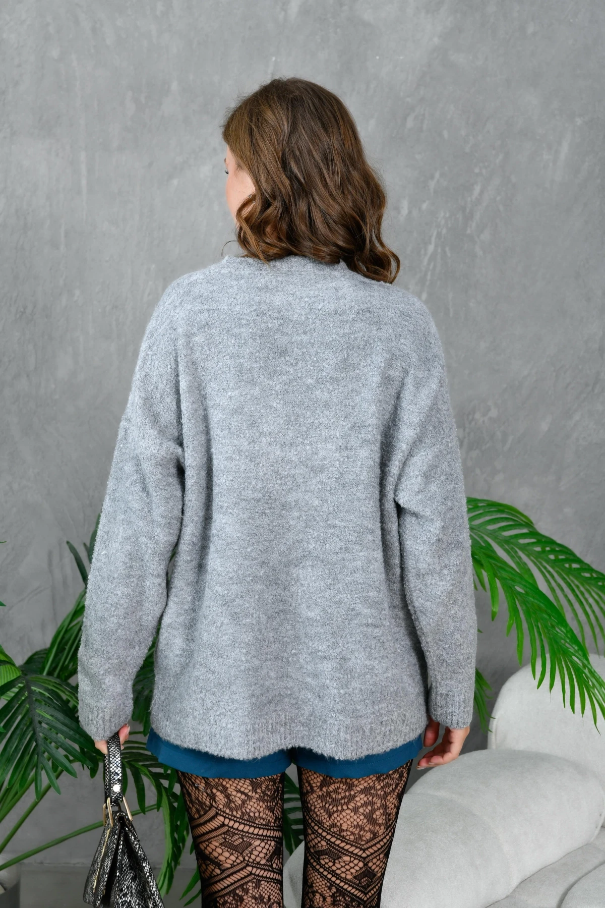 Kadın Cep Detay Triko Hırka