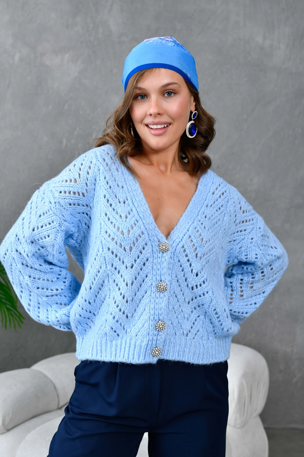 Kadın Desenli Triko Hırka