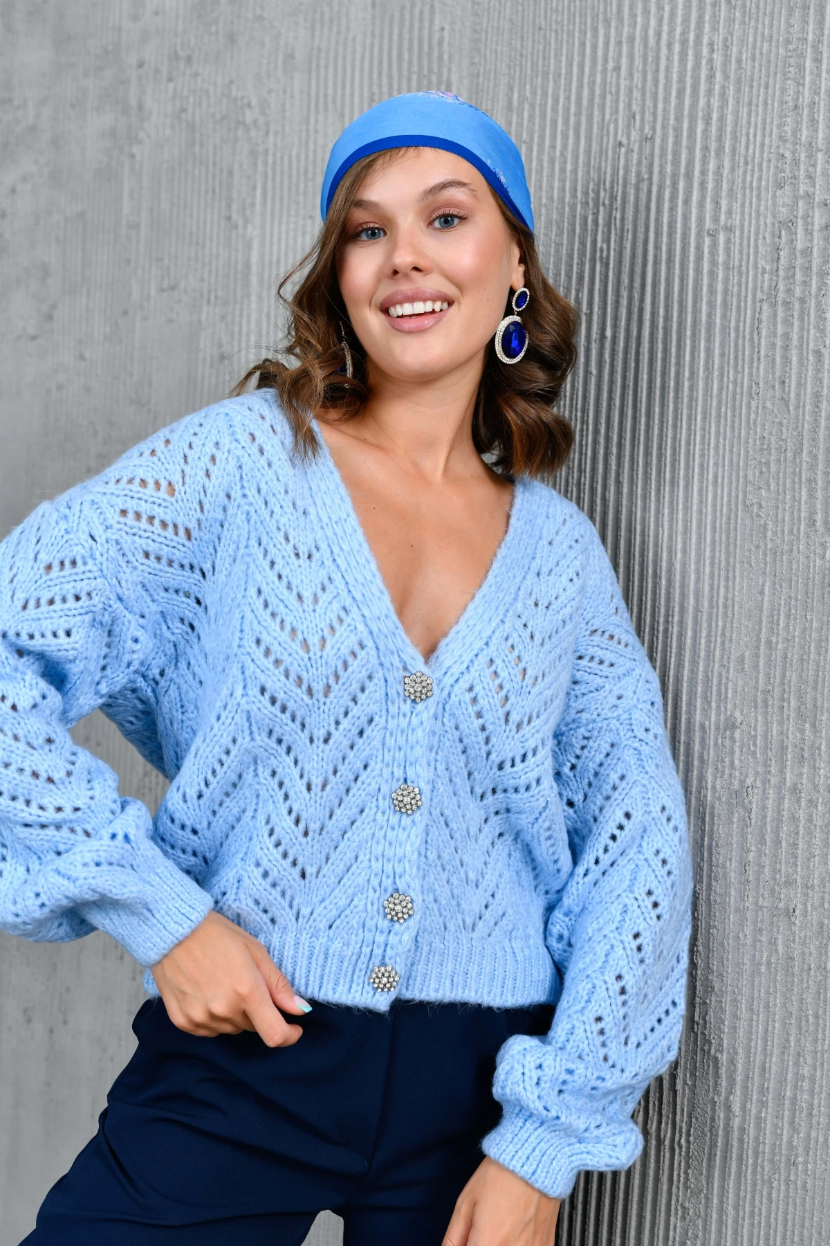 Kadın Desenli Triko Hırka