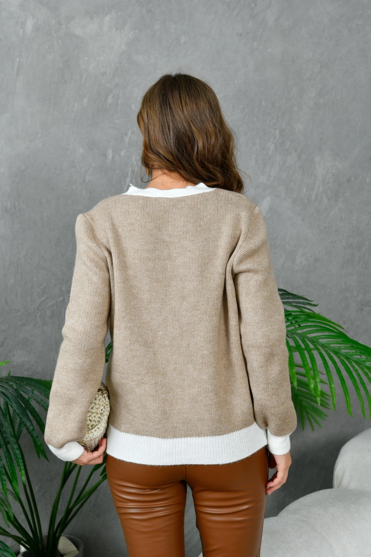 Kadın Düğme Detay Salaş Triko Hırka