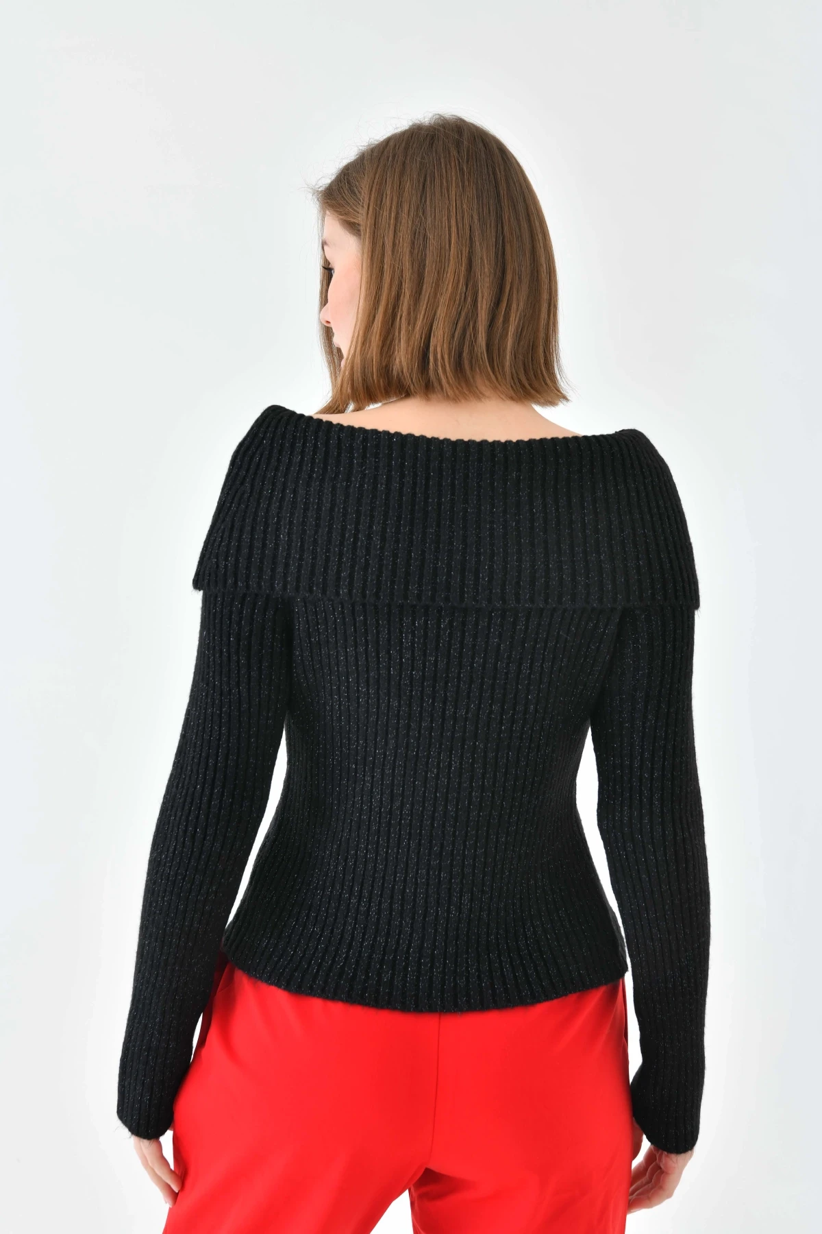 Kadın Madonna Yaka Slim Triko Kazak