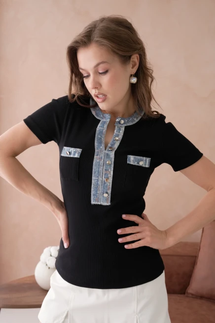 Kot Kumaşlı Basic T-Shirt