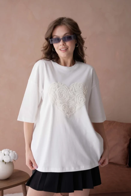 Tül Detaylı Salaş T-Shirt