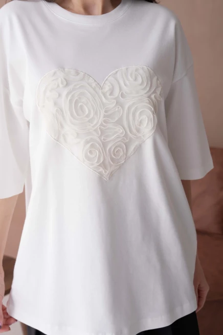 Tül Detaylı Salaş T-Shirt