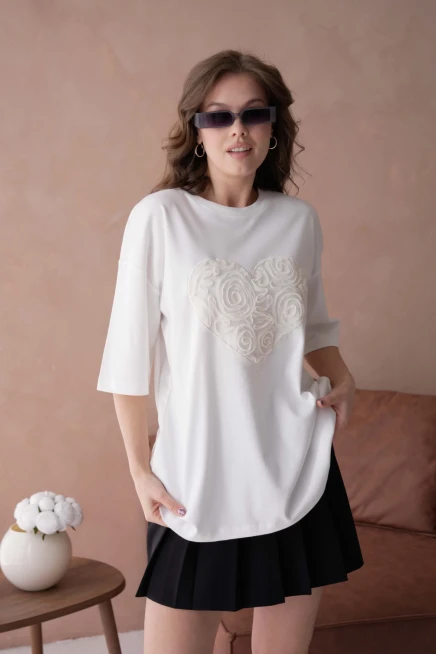 Tül Detaylı Salaş T-Shirt