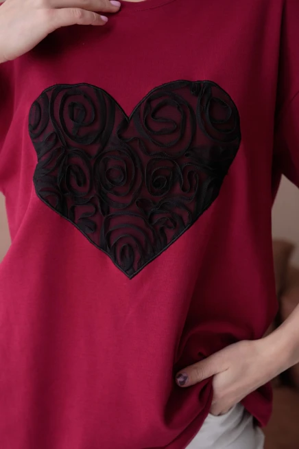 Tül Detaylı Salaş T-Shirt