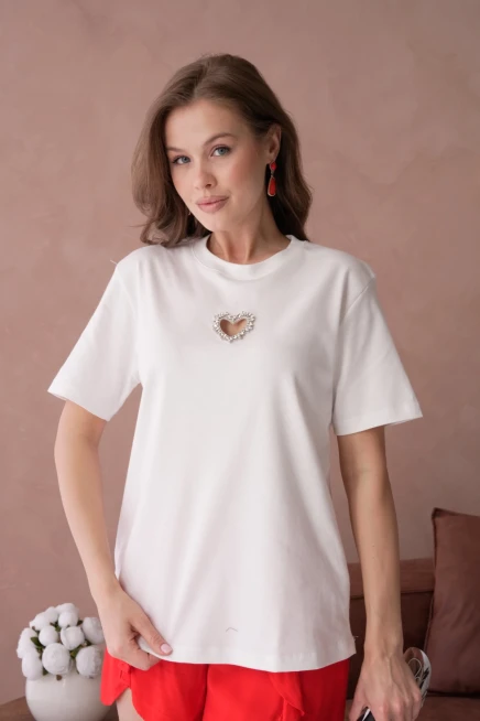 Taş İşleme Basic T-Shirt