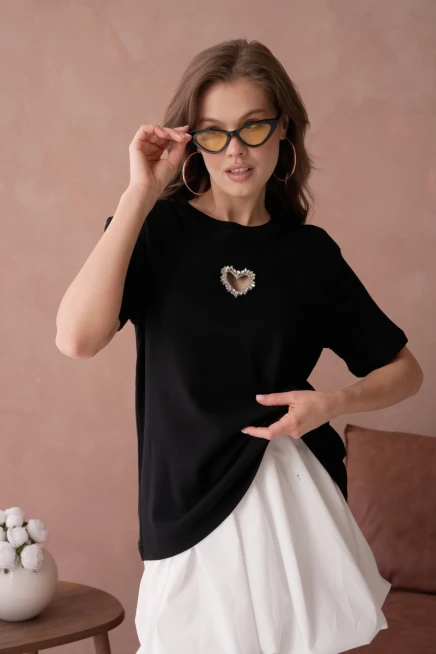 Taş İşleme Basic T-Shirt