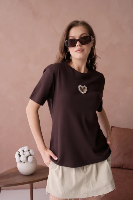 Taş İşleme Basic T-Shirt