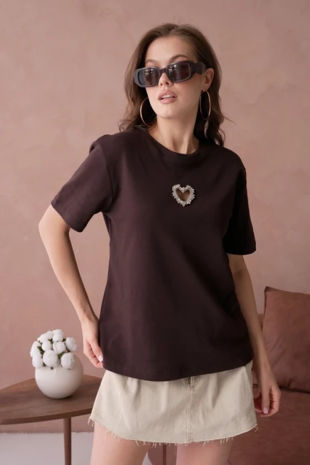 Taş İşleme Basic T-Shirt