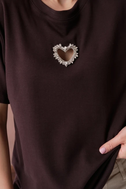 Taş İşleme Basic T-Shirt