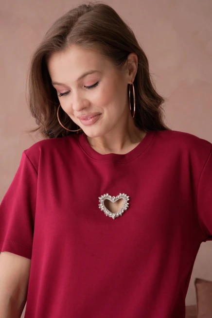 Taş İşleme Basic T-Shirt