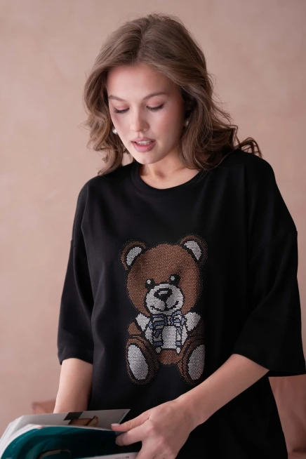 Taş İşlemeli Basic T-Shirt