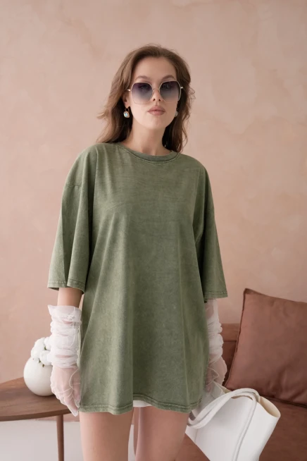 Taş İşlemeli Salaş Basic T-Shirt