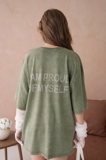 Taş İşlemeli Salaş Basic T-Shirt