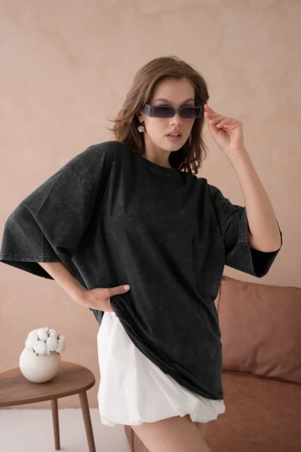 Taş İşlemeli Salaş Basic T-Shirt