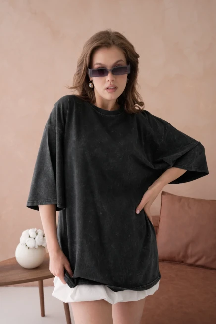 Taş İşlemeli Salaş Basic T-Shirt