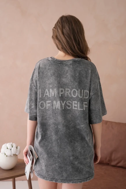 Taş İşlemeli Salaş Basic T-Shirt