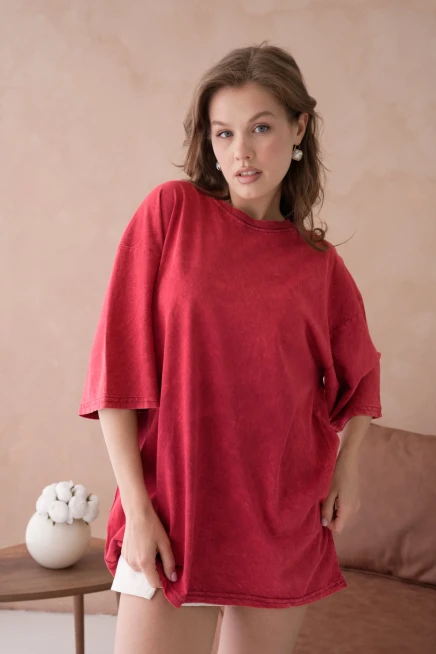 Taş İşlemeli Salaş Basic T-Shirt