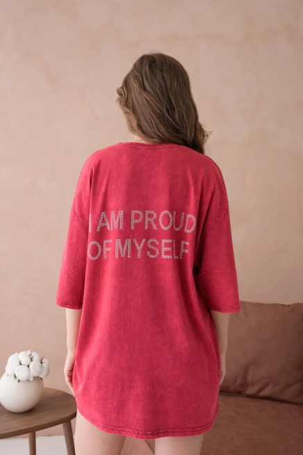 Taş İşlemeli Salaş Basic T-Shirt