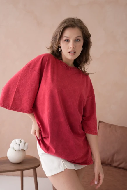 Taş İşlemeli Salaş Basic T-Shirt