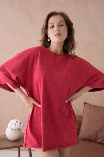 Taş İşlemeli Salaş Basic T-Shirt