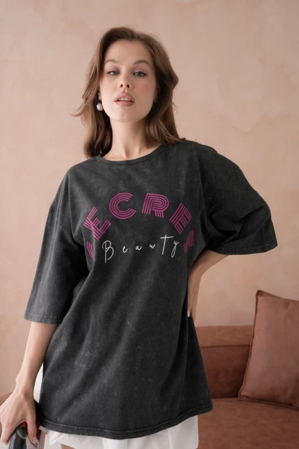 Baskılı Salaş Basic T-Shirt