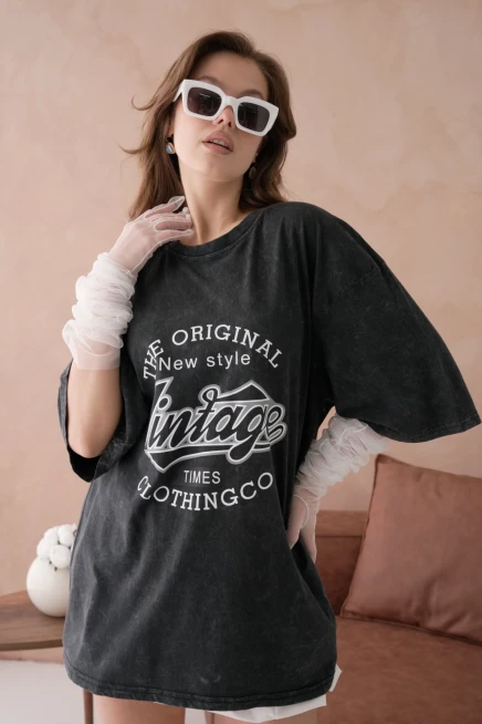 Baskılı Salaş Basic T-Shirt