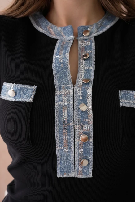 Düğmeli Kolsuz Slim T-Shirt