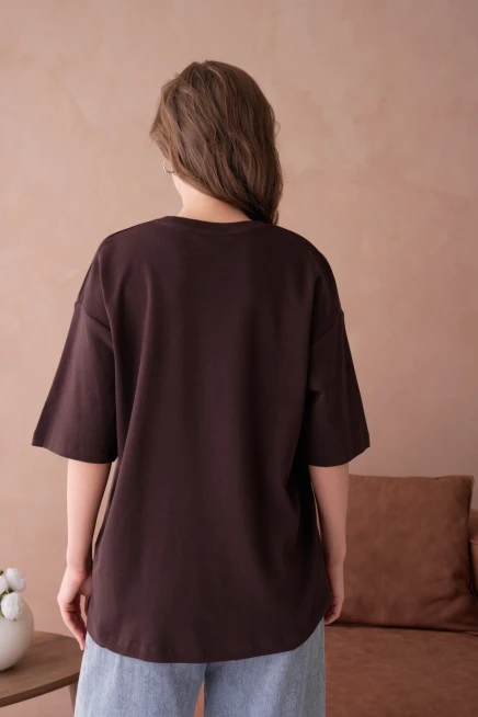 Bisiklet Yaka Aplikeli Salaş Basic T-Shirt