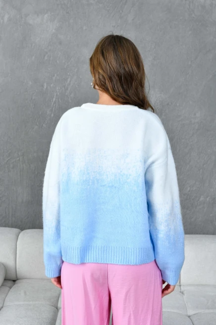 Kadın Bisiklet Yaka Batik Efektli Yumaşak Dokulu Triko Kazak