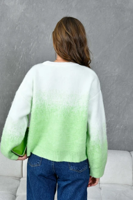 Kadın Bisiklet Yaka Batik Efektli Yumaşak Dokulu Triko Kazak