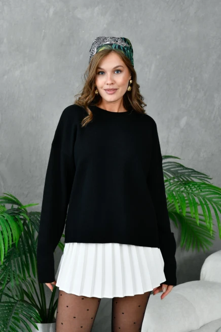 Kadın Bisiklet Yaka Corspan Triko Kazak